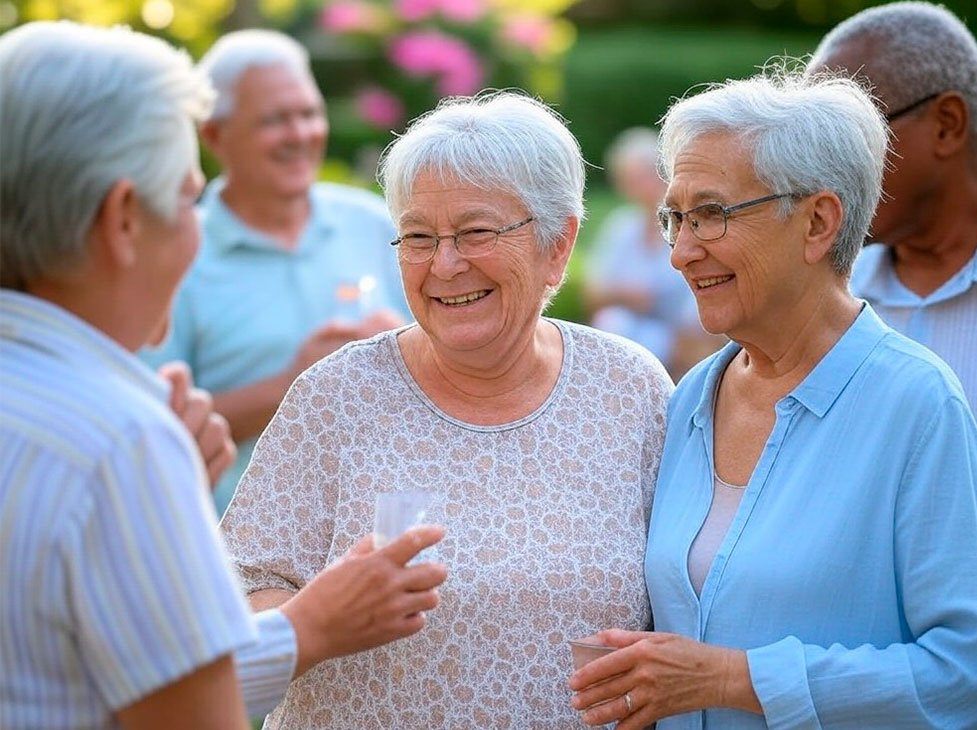 Adultos mayores socializando